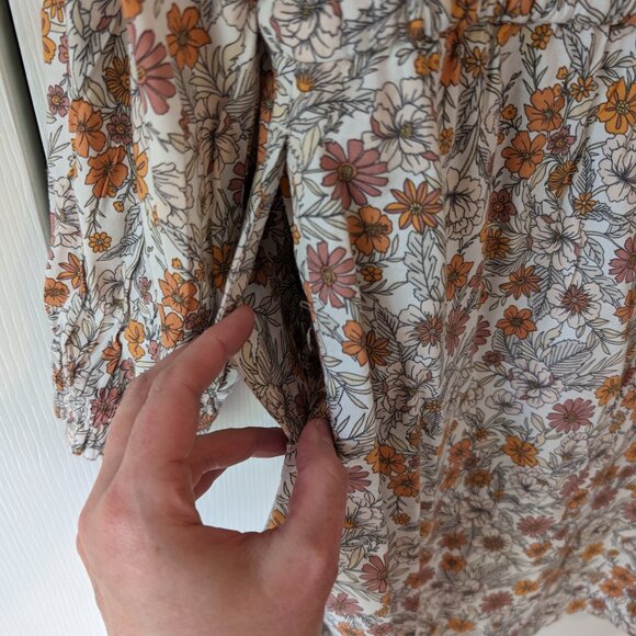 Orange floral midi dress XL - Picture 3 of 10